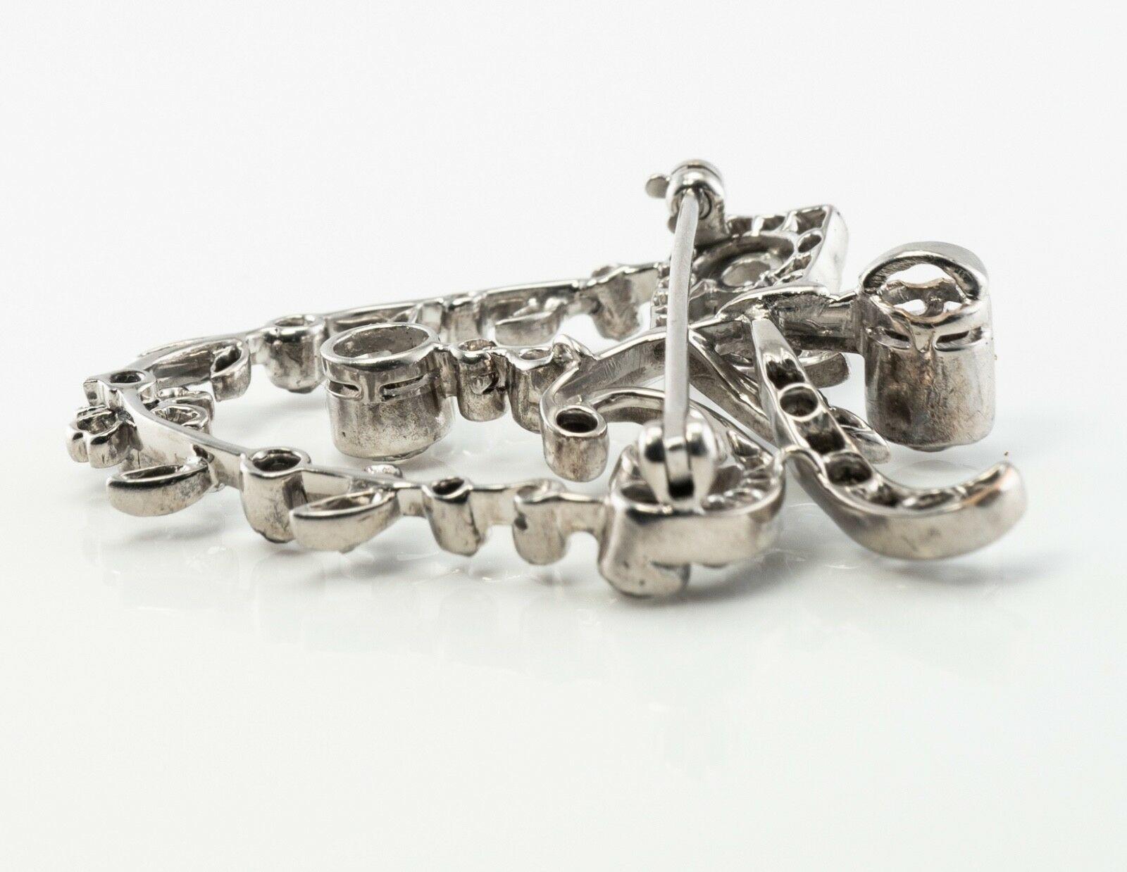 Broche en diamant antique Pendentif floral en or 14K 2.47 TDW en vente 2