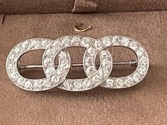 Antique Diamond Brooch Interlinked Ovals