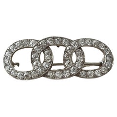 Antique Diamond Brooch Interlinked Ovals