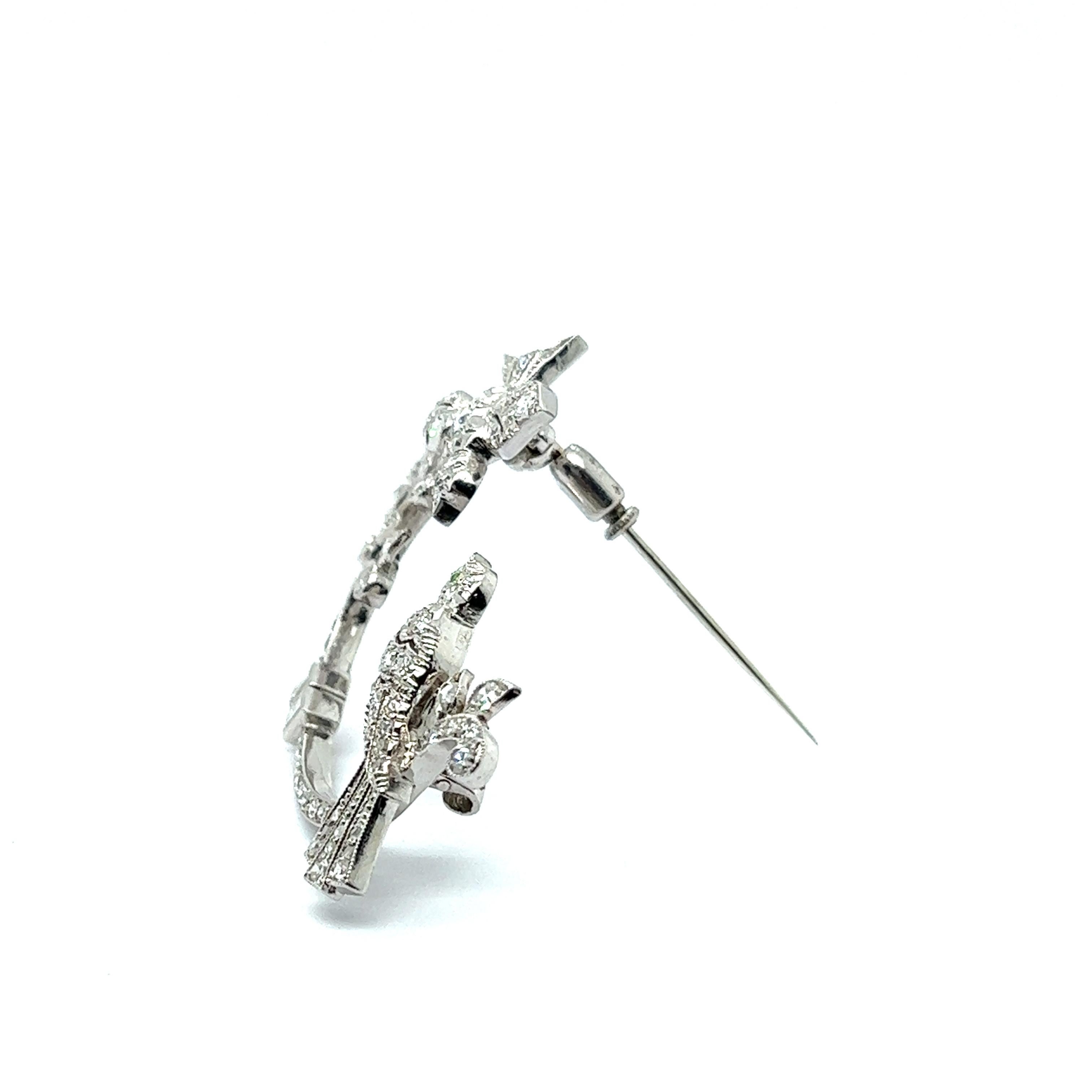 Antique Bird Brooch with Diamonds in Platinum and White Gold For Sale 1