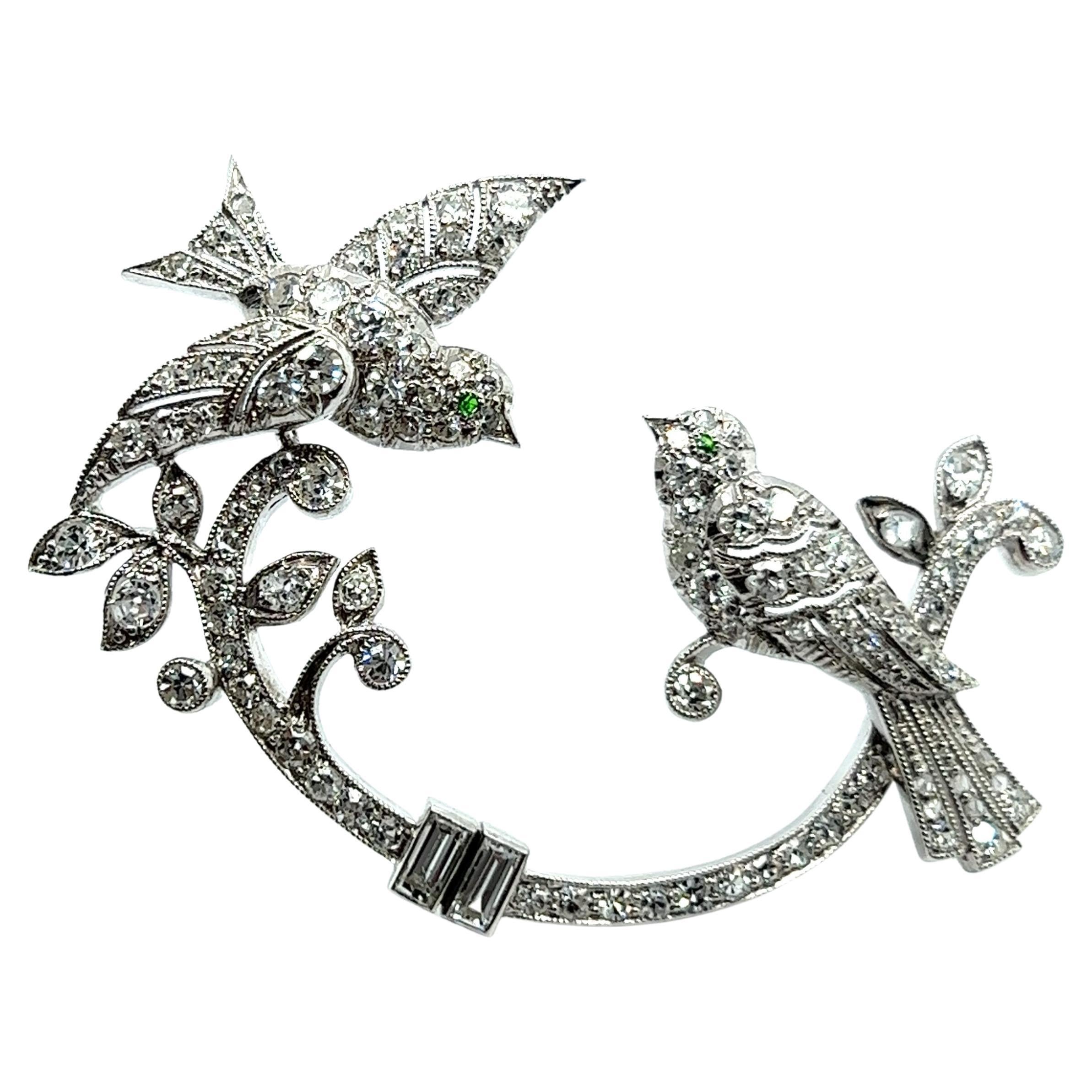 Antique Bird Brooch with Diamonds in Platinum and White Gold 2