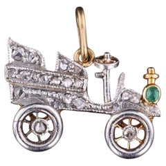 Antique Diamond Car Charm of 18k Gold and Platinum