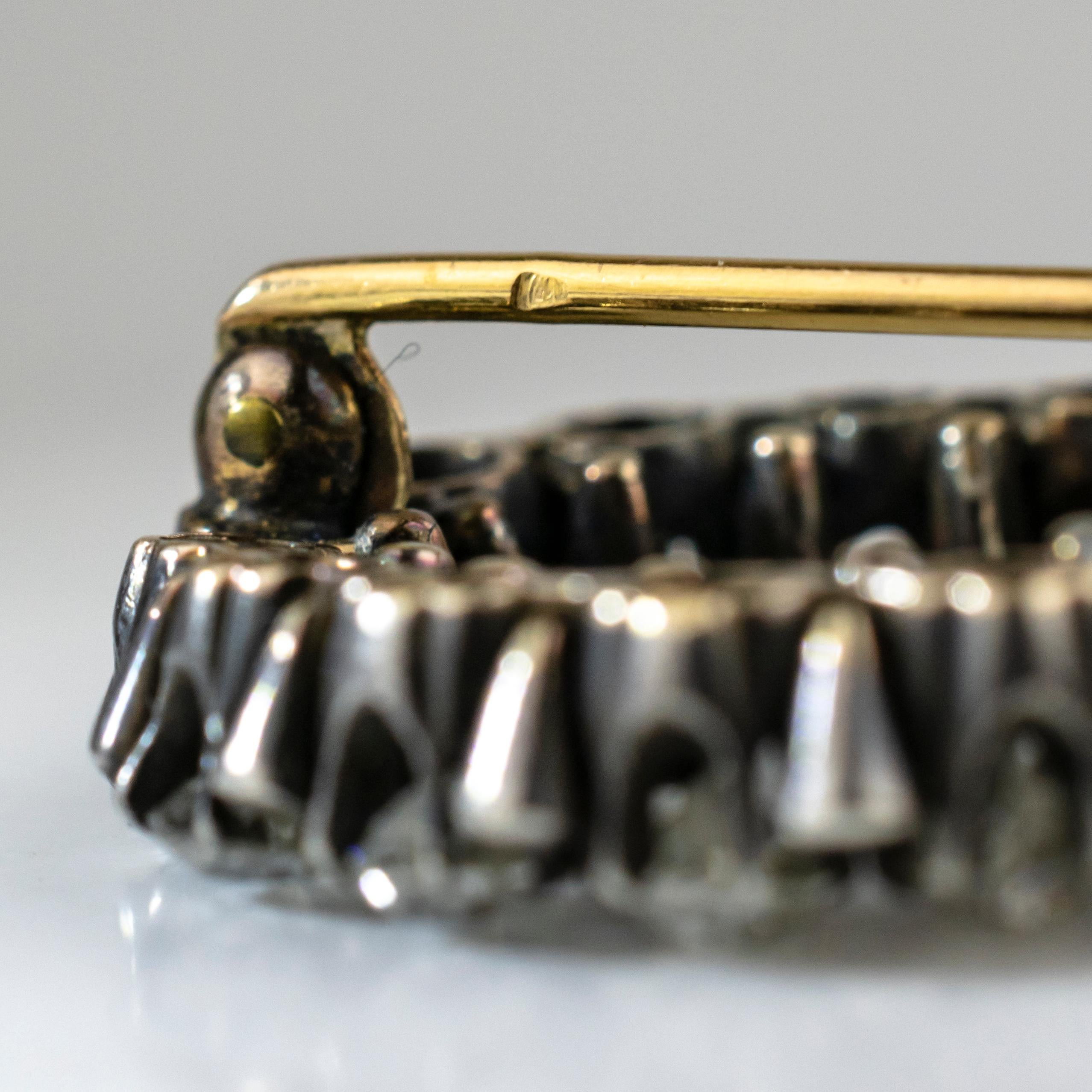 Antike Diamant-Gold-kreisbrosche, 19. Jahrhundert (Französischer Schliff) im Angebot