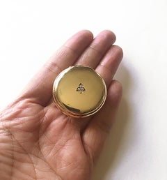 Antique Diamond Clover Gold Pillbox