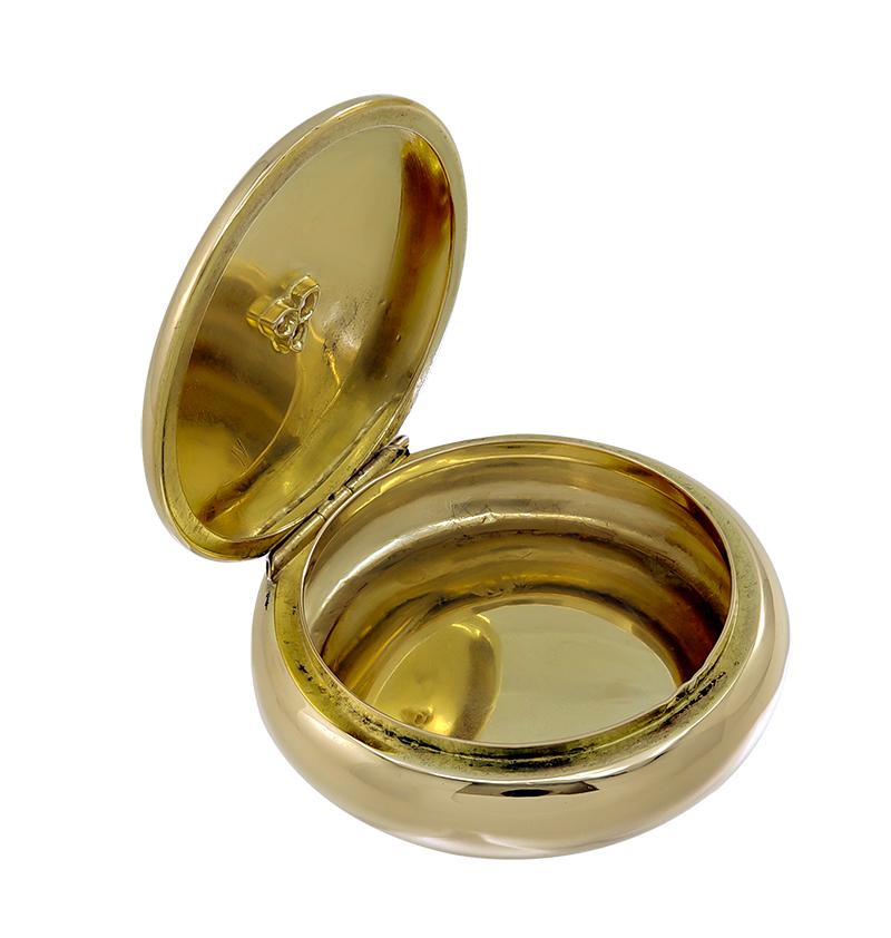 Pillbox aus Gold mit antikem Diamant Kleeblatt im Zustand „Hervorragend“ im Angebot in New York, NY
