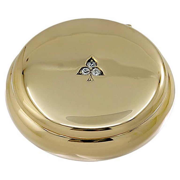 Antique Diamond Clover Gold Pillbox