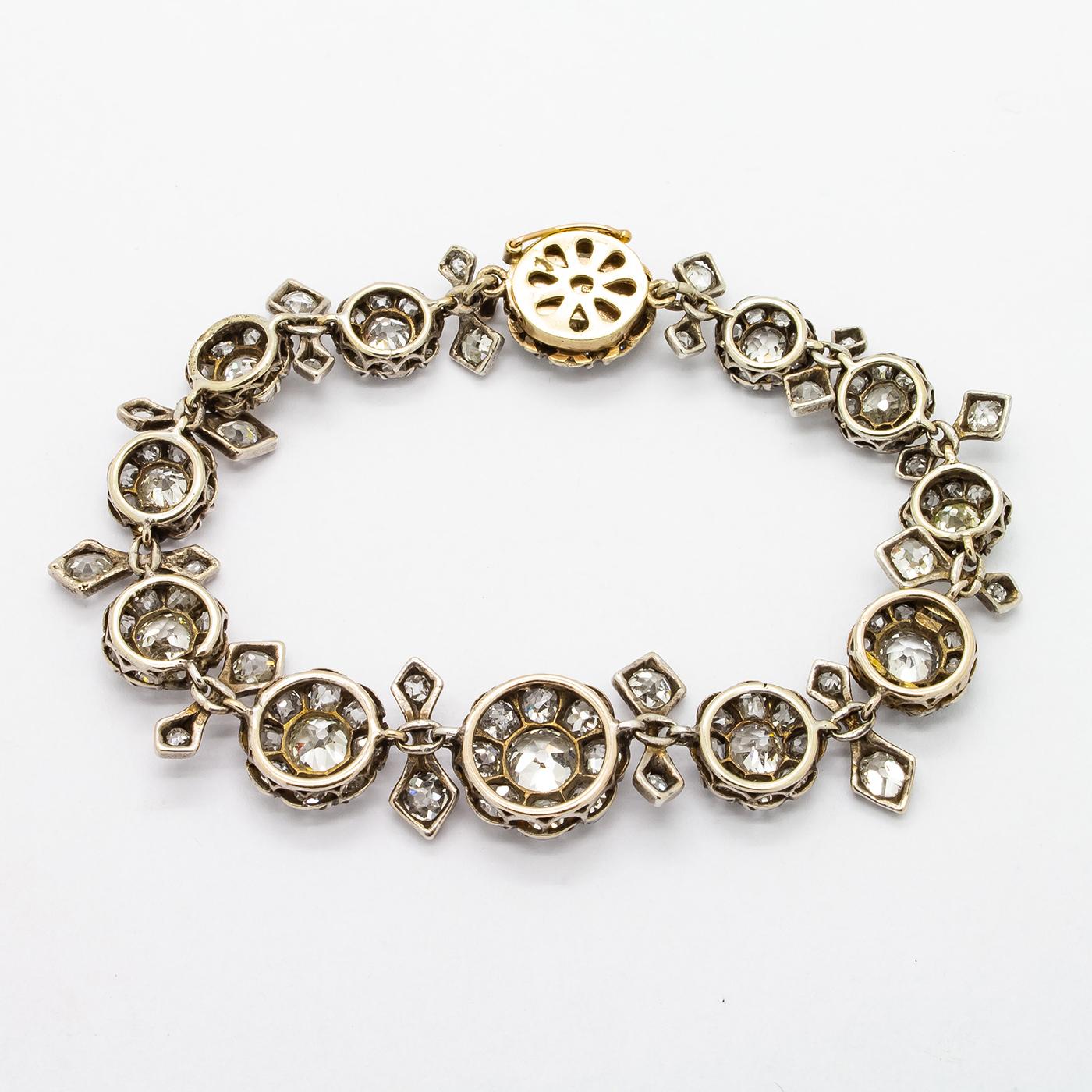 Victorian Antique Diamond Cluster Bracelet