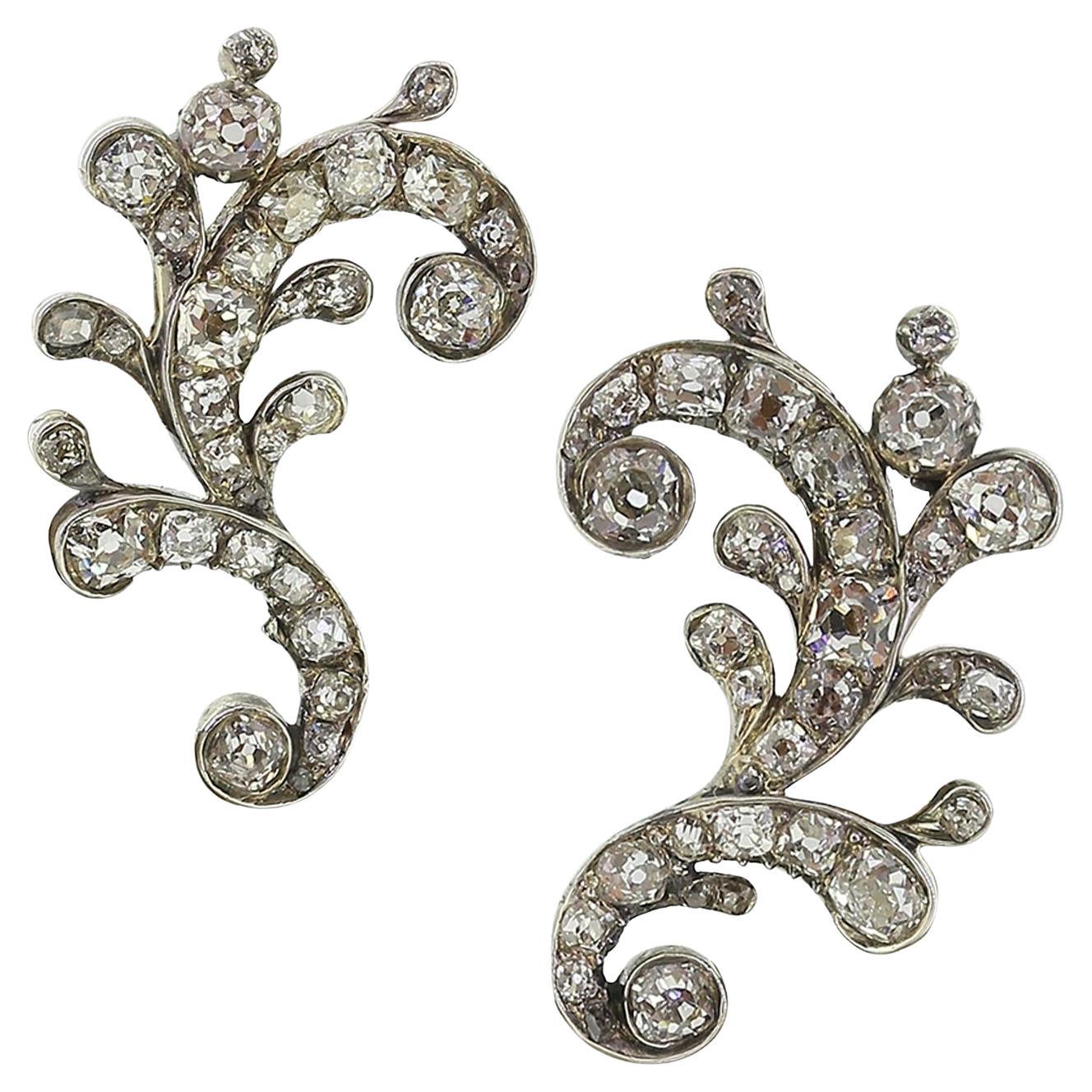 Antique Diamond Cluster Earrings For Sale