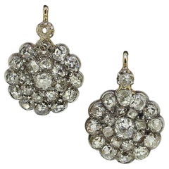 Orecchini a grappolo con diamanti antichi