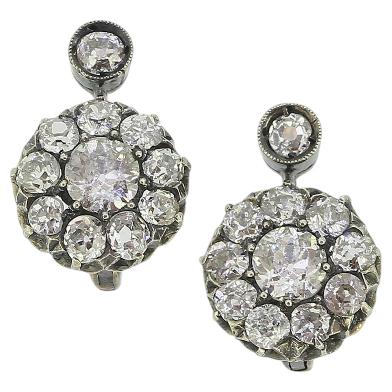 Antike Diamant-Cluster-Ohrringe
