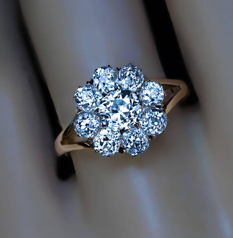 Antique Diamond Cluster Engagement Ring at 1stDibs | antique diamond