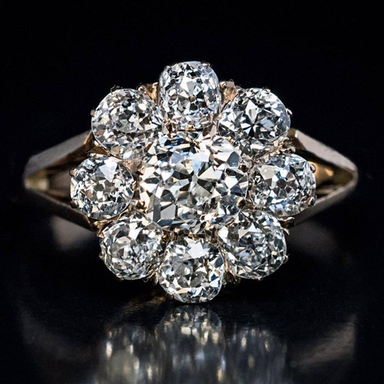 Antique Diamond Cluster Engagement Ring at 1stDibs | antique diamond