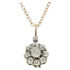 Antique Diamond Cluster Necklace