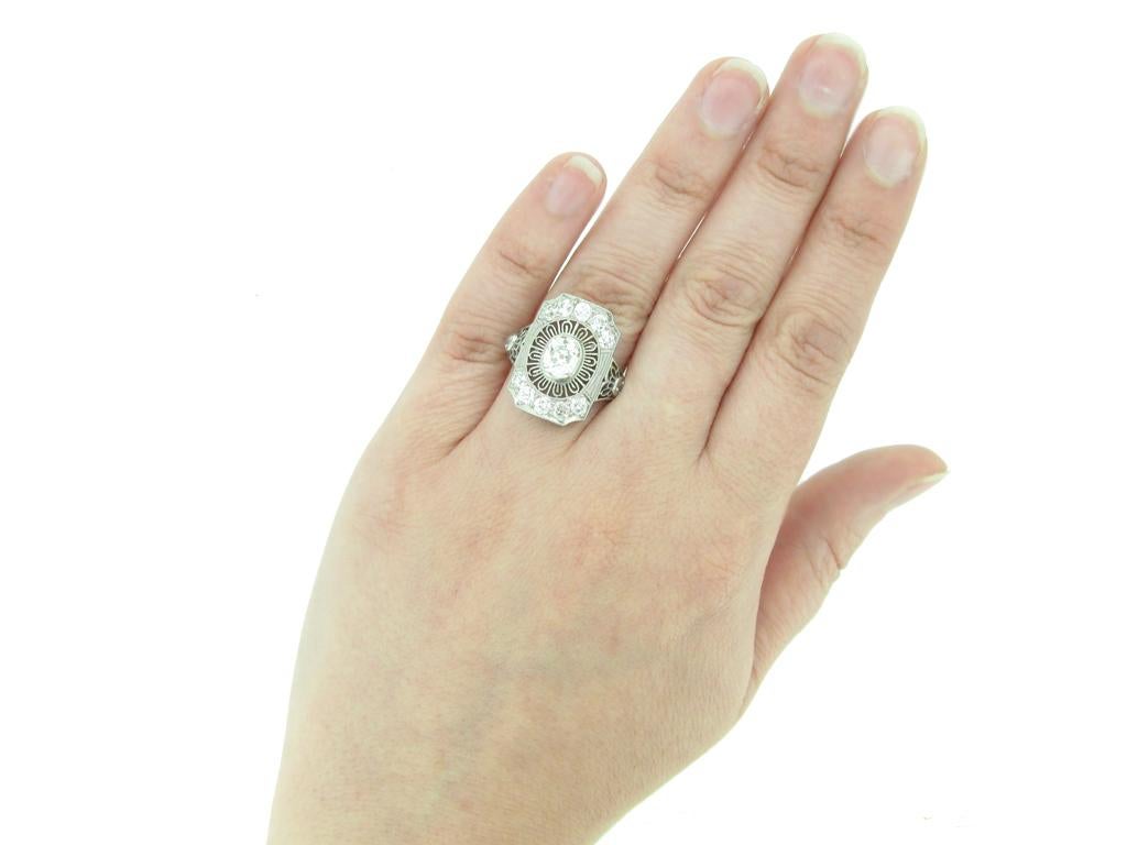 Antique diamond cluster ring by Gorham, American, circa 1905.  In Good Condition For Sale In London, GB