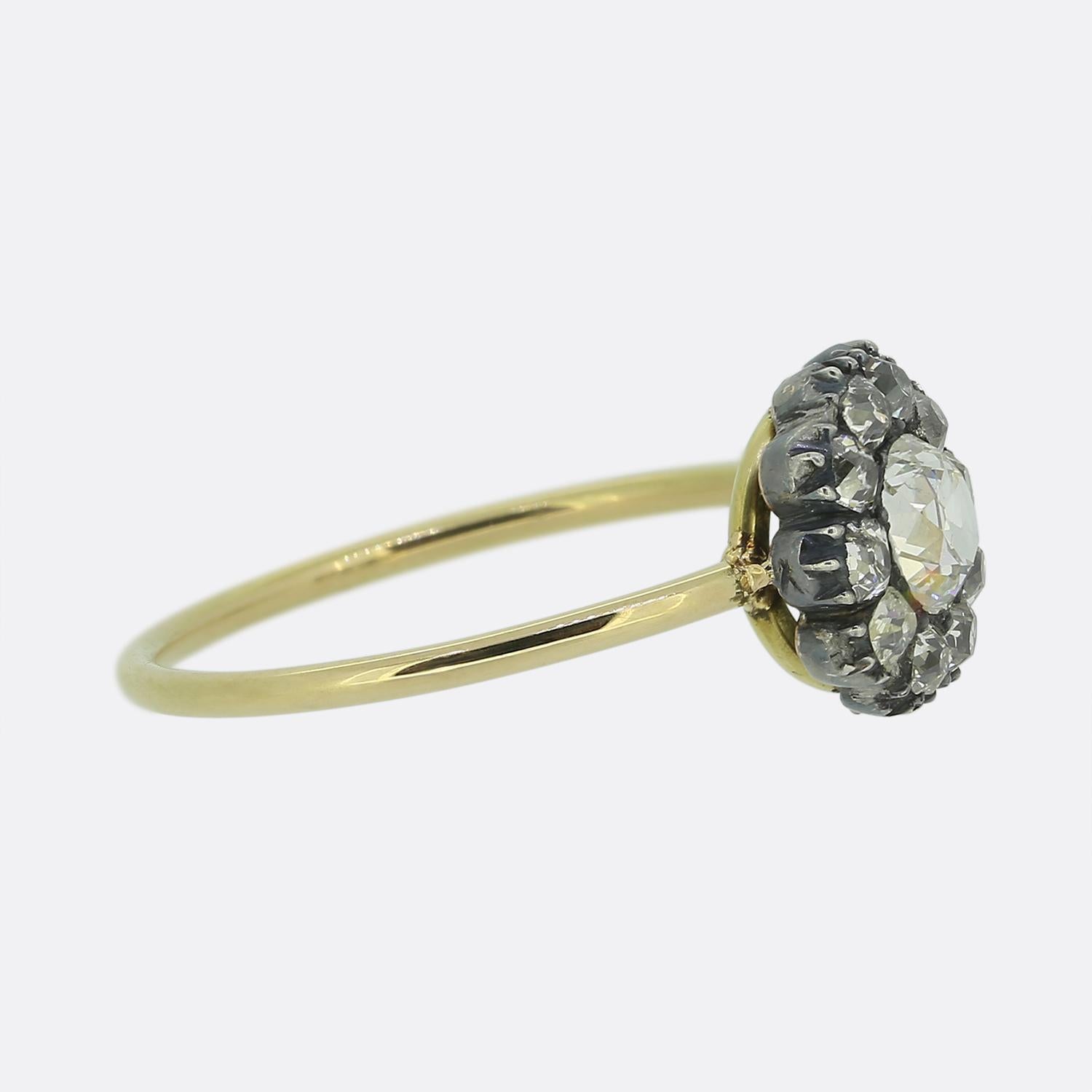 Victorian Antique Diamond Cluster Ring For Sale