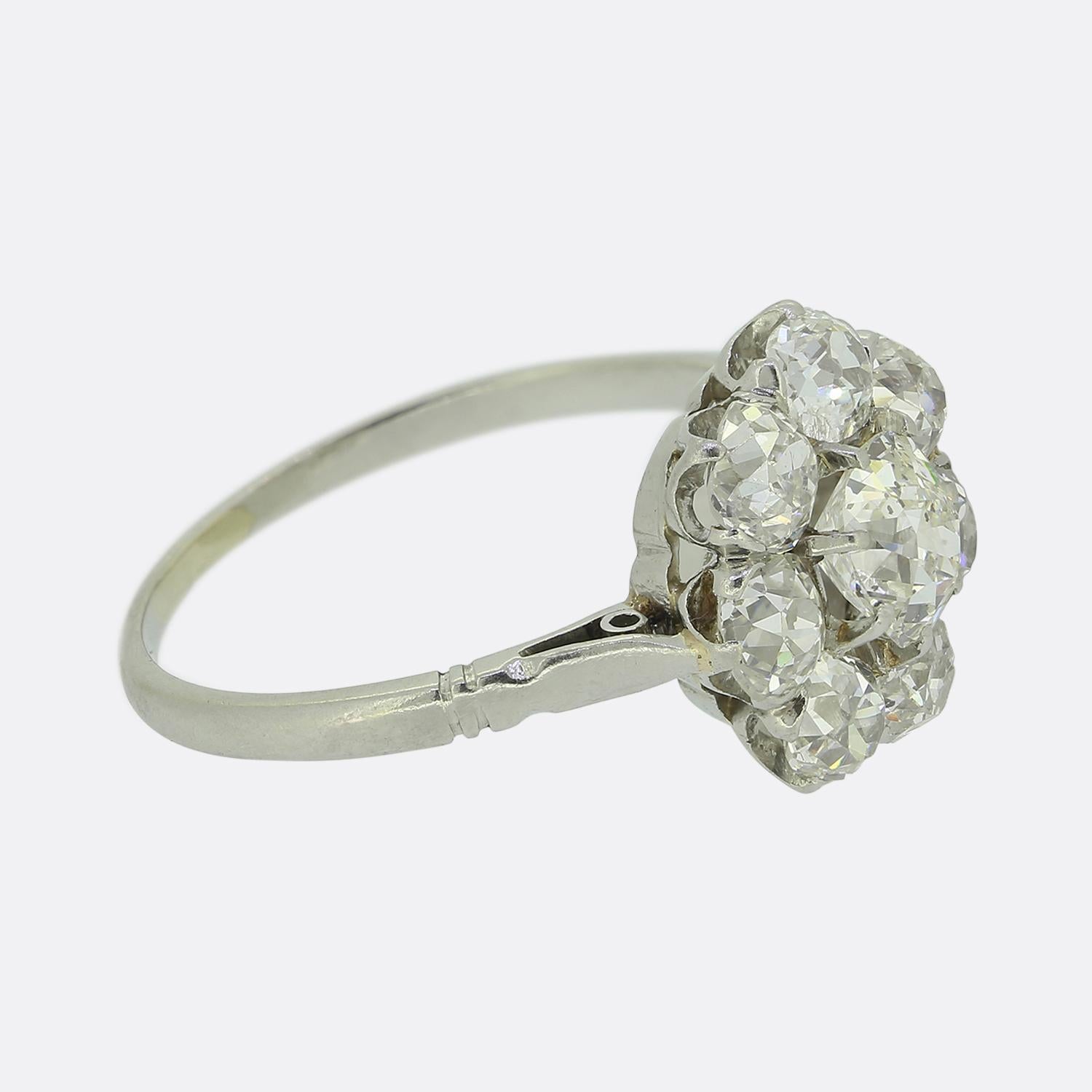 Edwardian Antique Diamond Cluster Ring For Sale