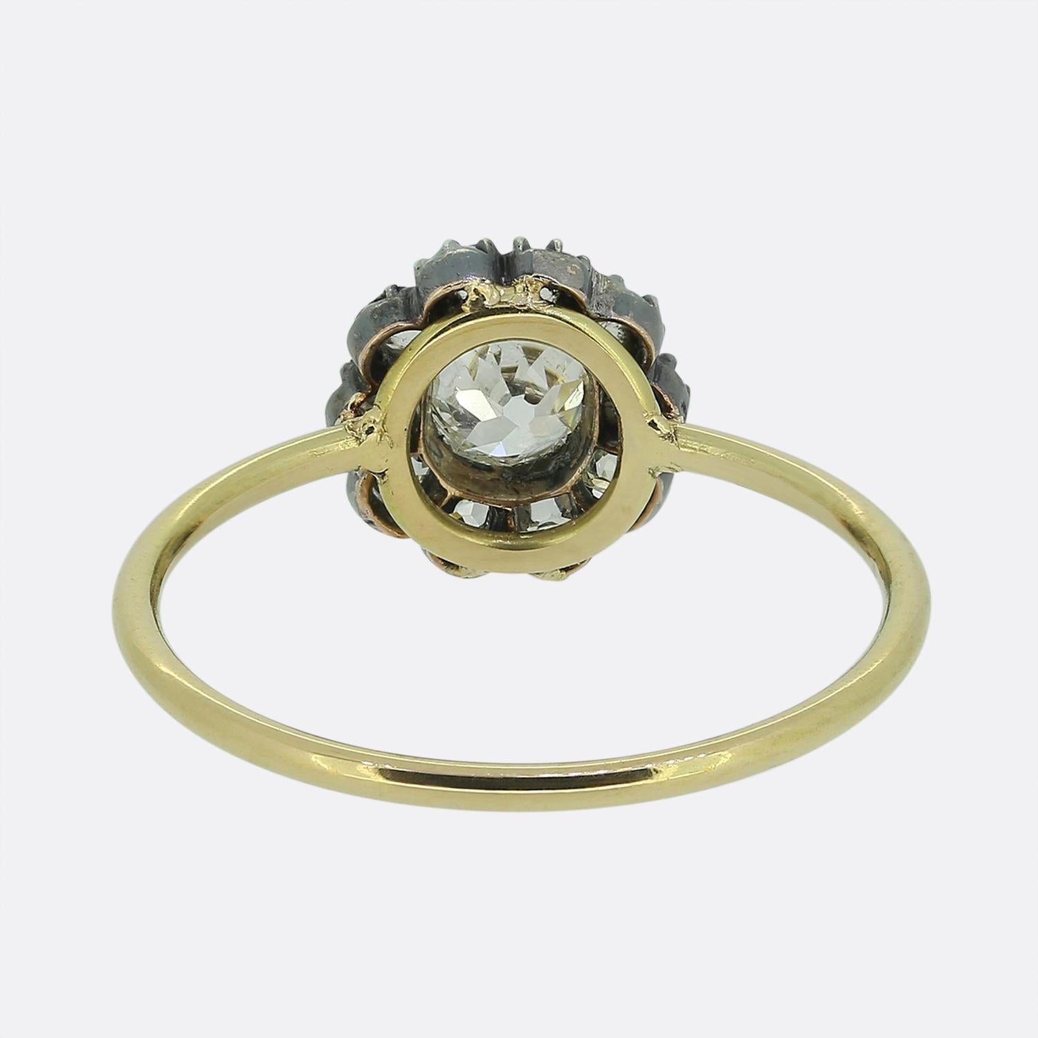 Old Mine Cut Antique Diamond Cluster Ring For Sale