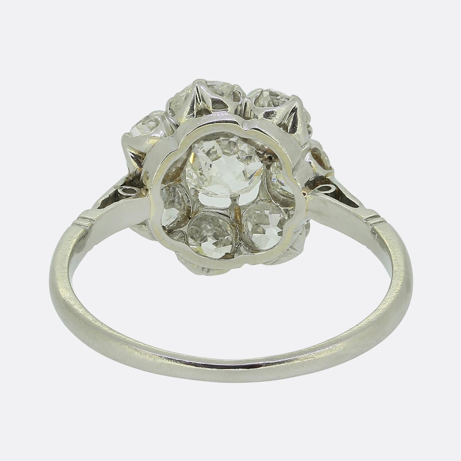 Old Mine Cut Antique Diamond Cluster Ring For Sale