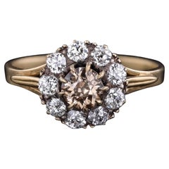 Antiker Diamant-Cluster-Ring aus 18 Karat Gold mit Diamanten