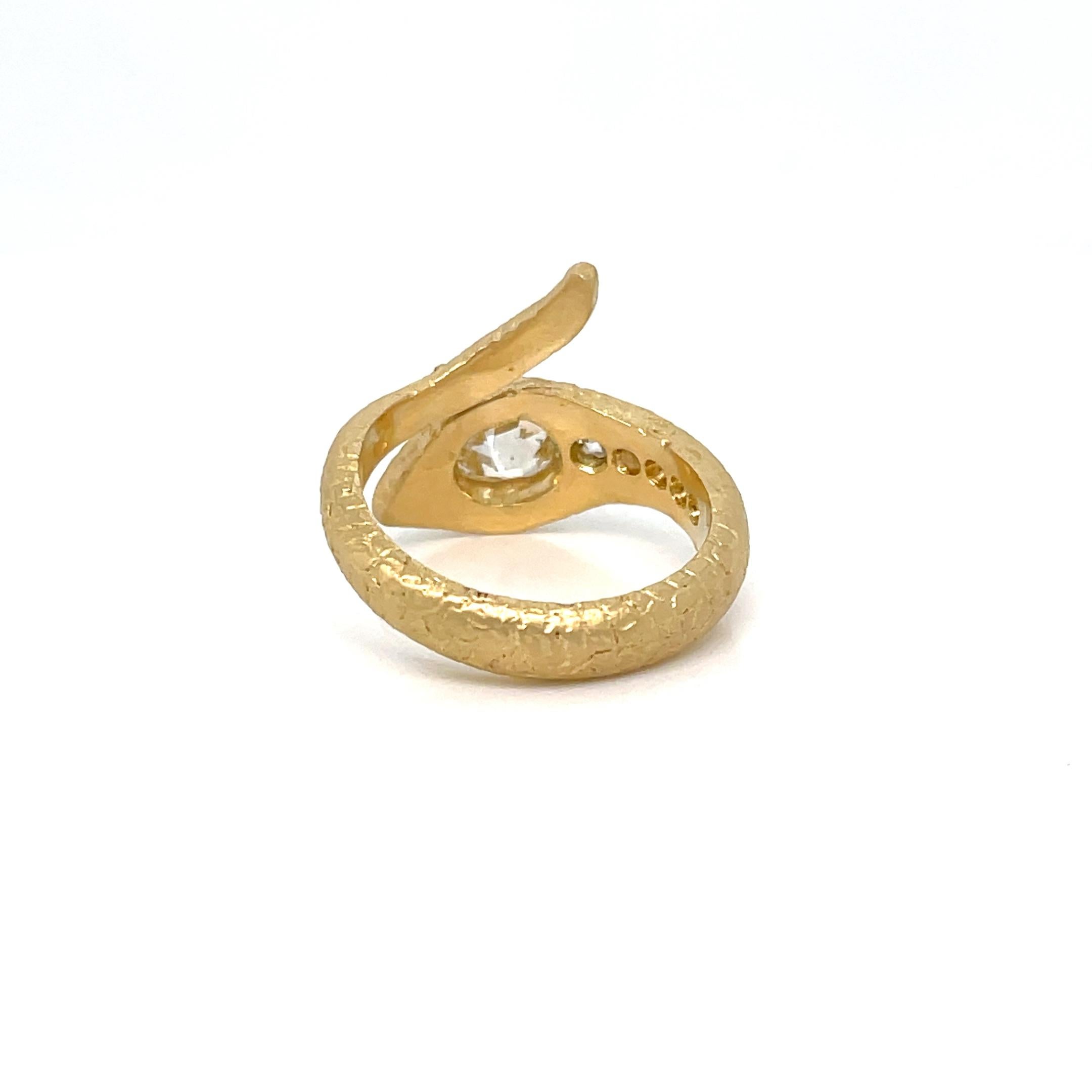 Antique Diamond Coiled Snake Engraved Ring For Sale 4