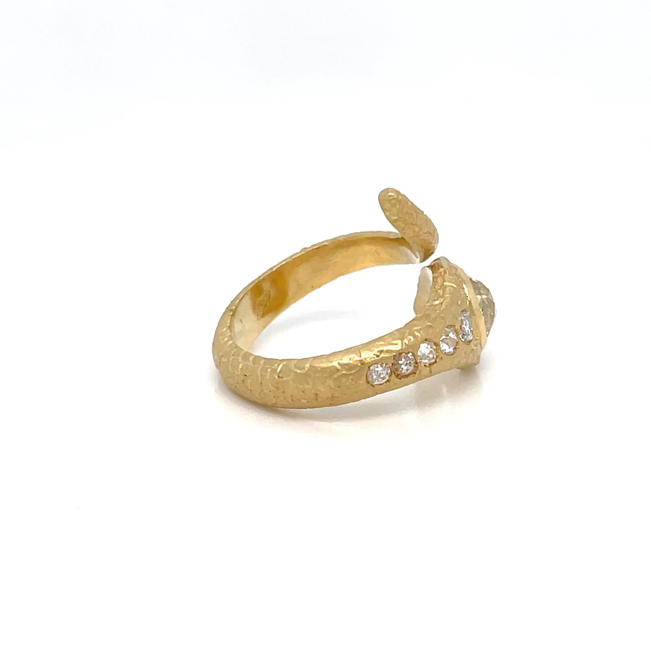 Antique Diamond Coiled Snake Engraved Ring For Sale 5