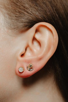 Antique Diamond Crescent and Flower Earrings, French Antique Diamond Earrings