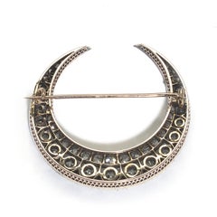 Antique Diamond Crescent Brooch, circa 1890