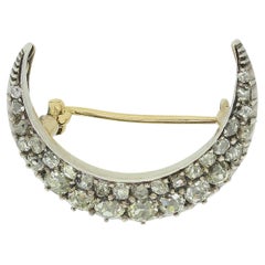 Antique Diamond Crescent Brooch
