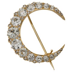Antique Diamond Crescent Brooch
