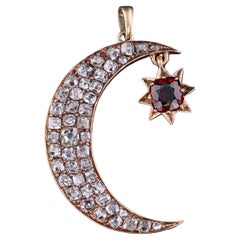 Antique Diamond Crescent Moon Pendant