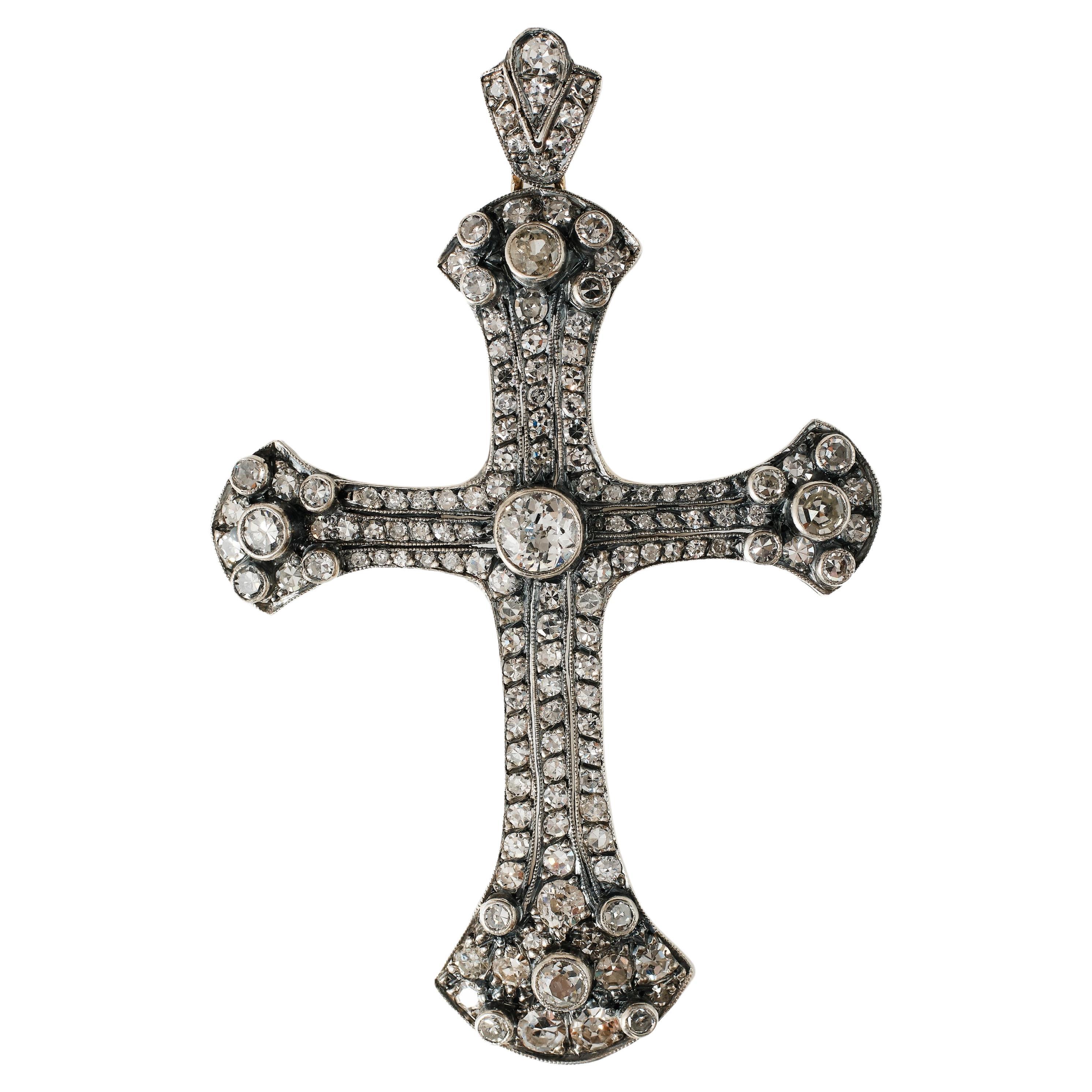 Antique diamond cross For Sale