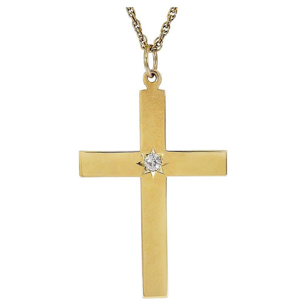 Antique Diamond Cross Gold Pendant