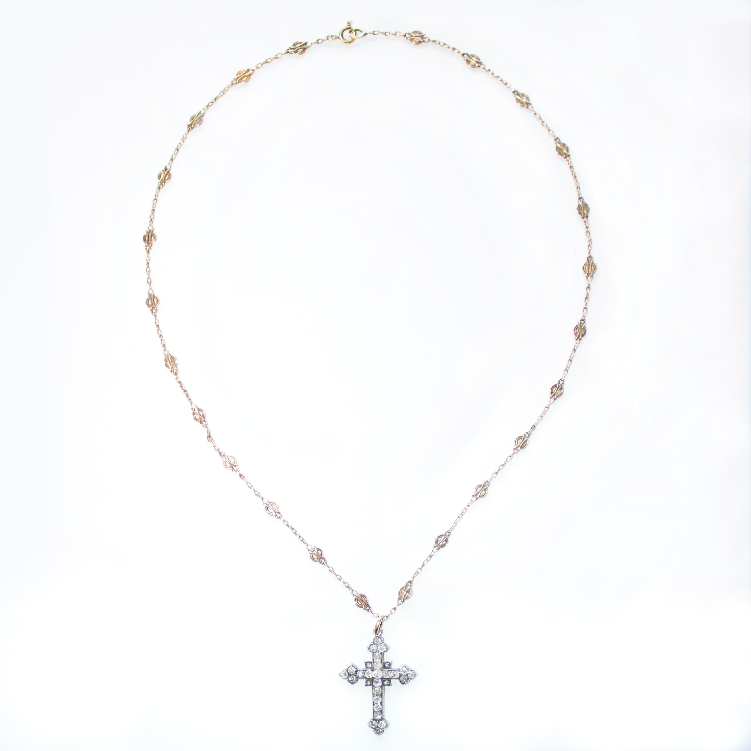 antique diamond cross necklace