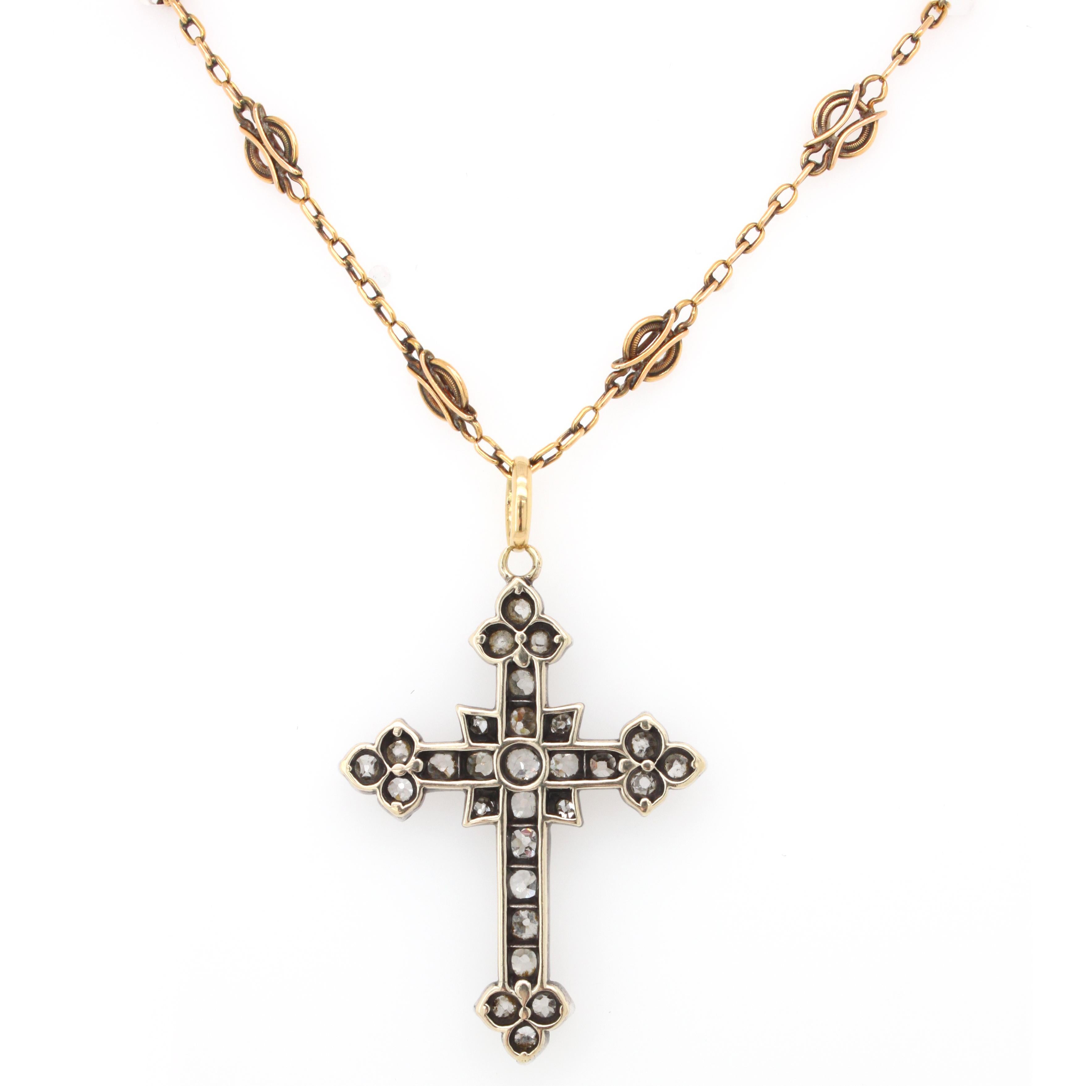 vintage diamond cross necklace