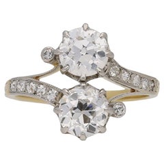 Antique Diamond Crossover Ring, French, circa 1900