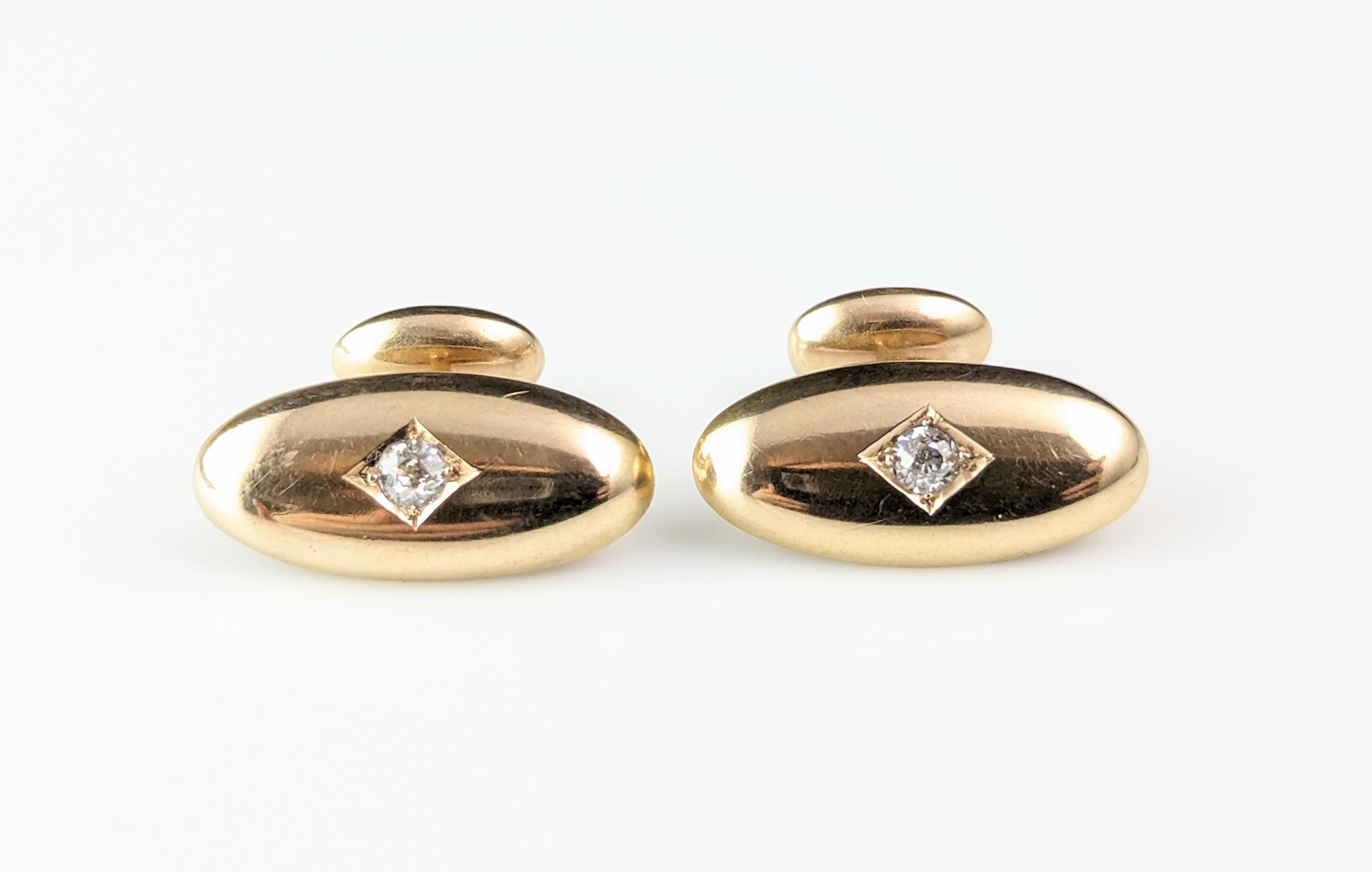 Antique Diamond cufflinks, 18kt gold, Victorian  For Sale 6