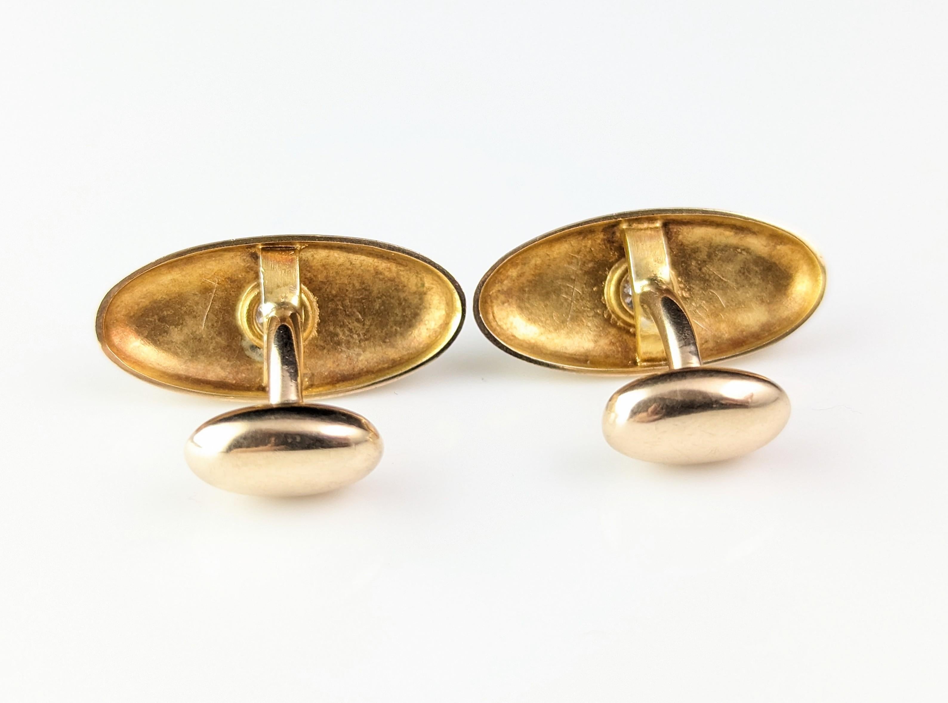Boutons de manchette antiques en diamant, or 18kt, Victorien 8