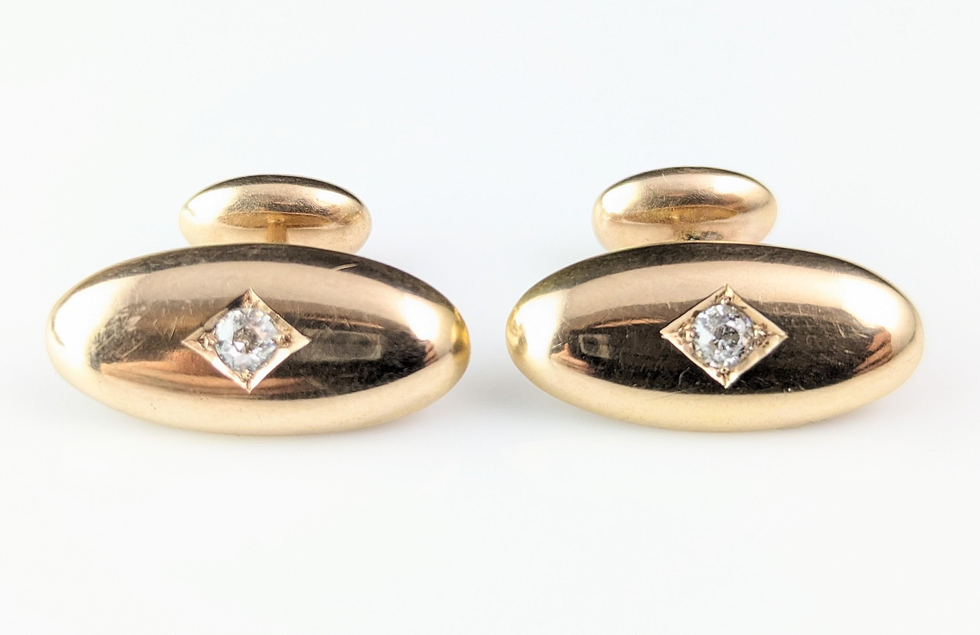 Antique Diamond cufflinks, 18kt gold, Victorian  For Sale 2