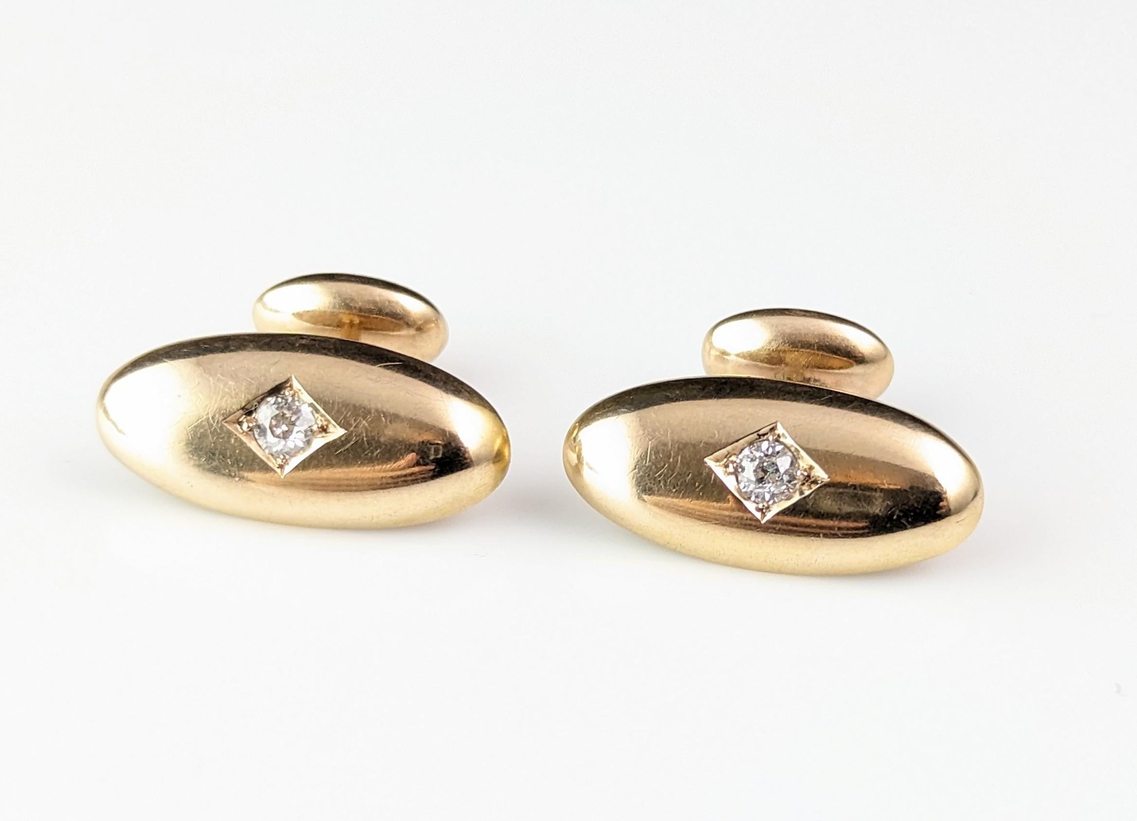 Antique Diamond cufflinks, 18kt gold, Victorian  For Sale 3