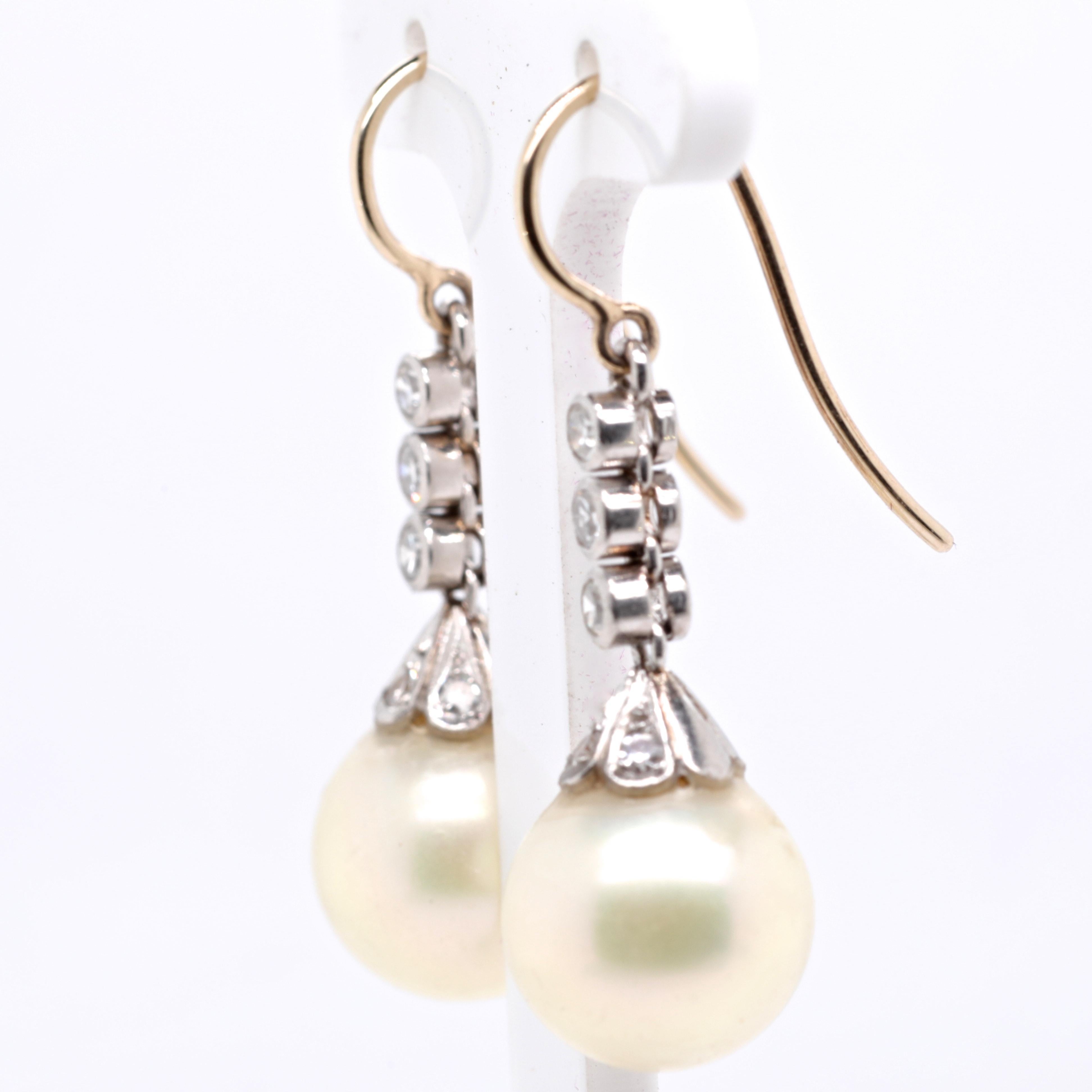 You'll love wearing these. You can be elegant or dressed down and today pearls are actively used in fashion as a unique, chic and elegant accent. Add some Antique Diamond Cultured Pearl 18k White Gold Drop Earrings to your jewelry collection!