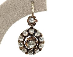 Antique Diamond Dangle Lever Back Earrings 2.60ct Rose Cut Original 1600's-1700'