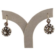 Antique Diamond Dangle Lever Back Earrings 2.60ct Rose Cut Original 1600's-1700'