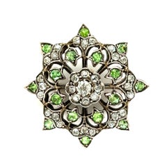 Antique Diamond Demantoid Brooch