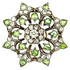 Antique Diamond Demantoid Brooch