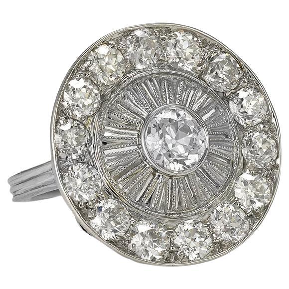 Antique Diamond Disc Ring For Sale