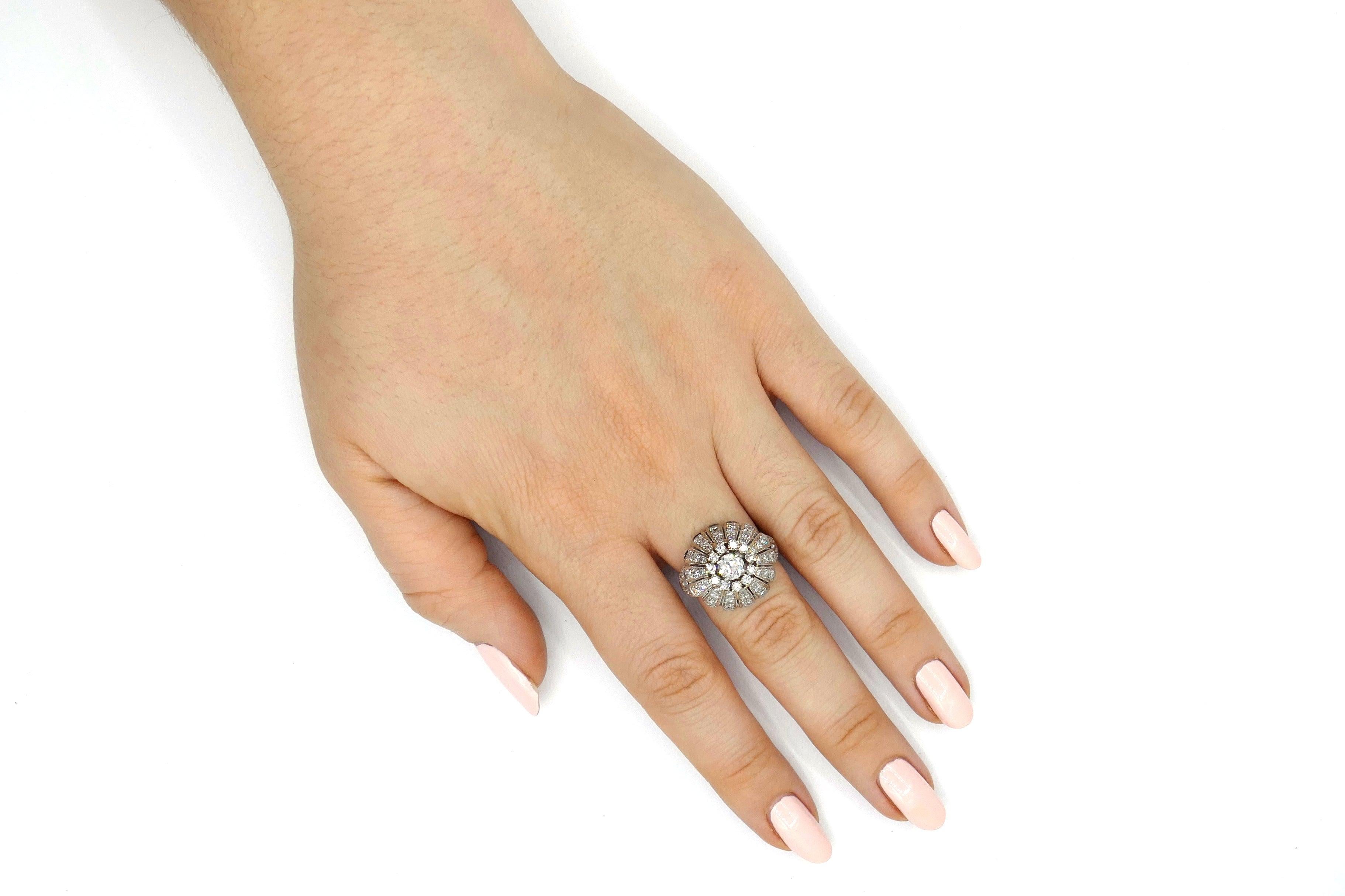 Round Cut Antique Diamond Dome Ring For Sale