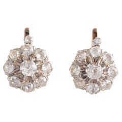 Antique Diamond Dormeuses Earrings 