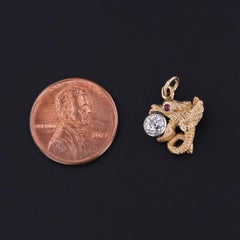 Antique Diamond Dragon Charm of 14k Gold