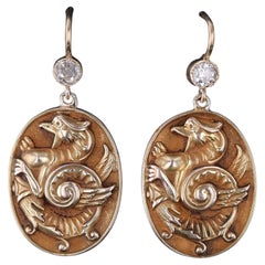 Pendientes Dragón Diamante Antiguo