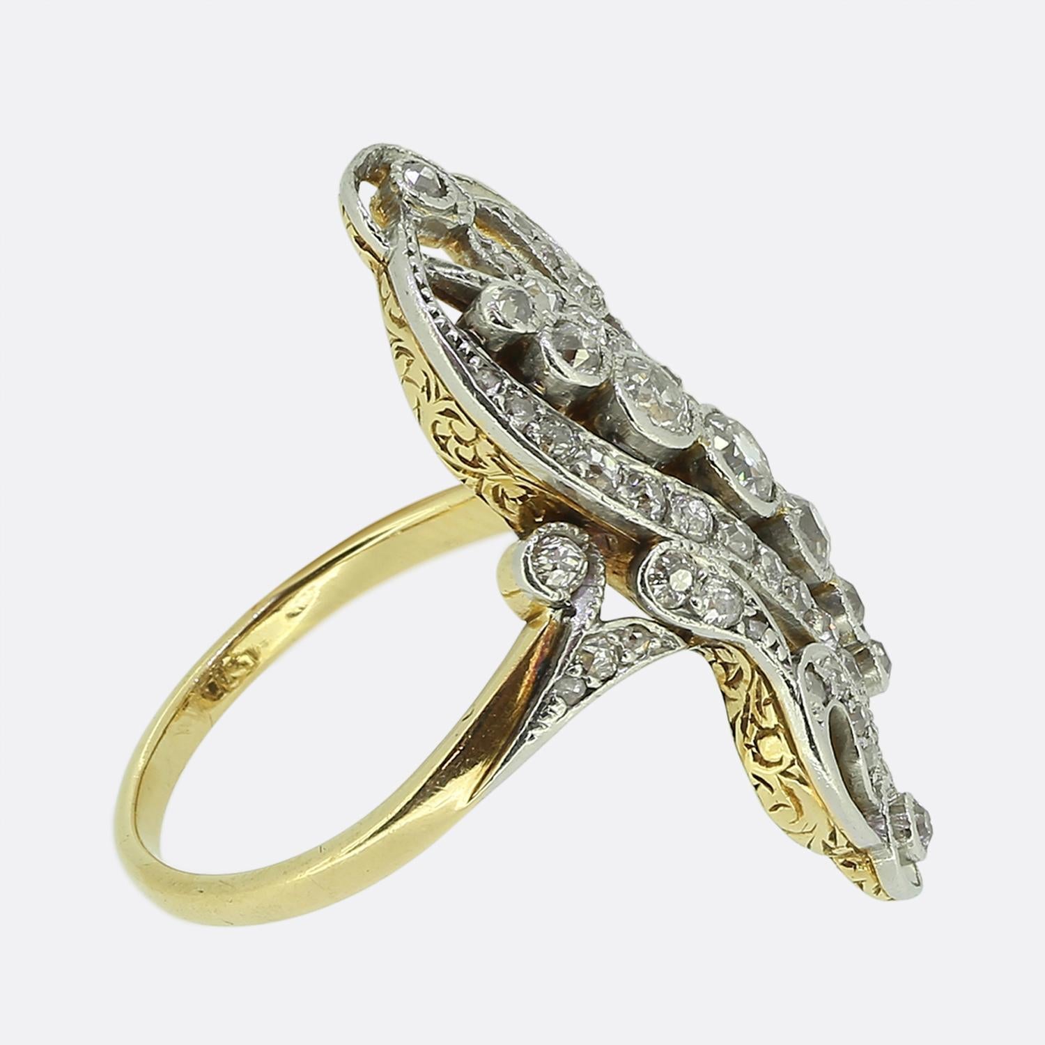 Old European Cut Antique Diamond Dress Ring For Sale